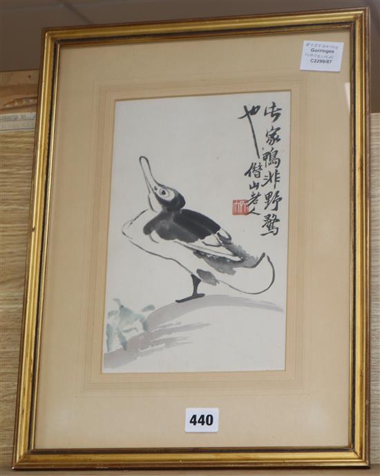 Qi Baishi, woodblock print, Study of a duck, 28 x 17.5cm